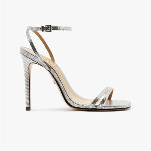 SCHUTZ Altina Heels in Shine Lizard Metal | LIKE NEW